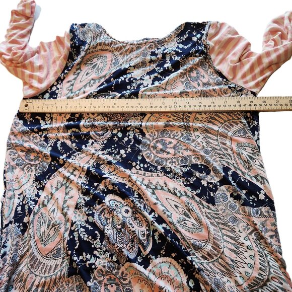 ❤️ 4/$20 Honeyme dress Women's large Contrasting print stripes paisley fall cute - Picture 4 of 13